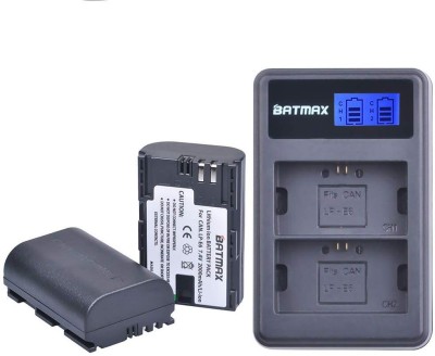 Batmax LP-E6 2 Pack 2000 mAh Battery LCD Display Dual Battery Charger for Canon LPE6  Camera Battery Charger(Multicolor)