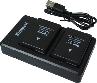 Simpex 3000mAh ENEL14 Battery 2pc Dual ENEL14 Battery Charger Combo for Nikon  Camera Battery Charger(Black)