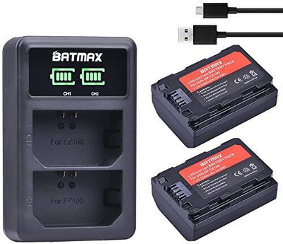 Batmax 2Packs 2280mAh NP-FZ100 NP FZ100 Battery LED Dual USB Charger Storage Box  Camera Battery Charger(Multicolor)