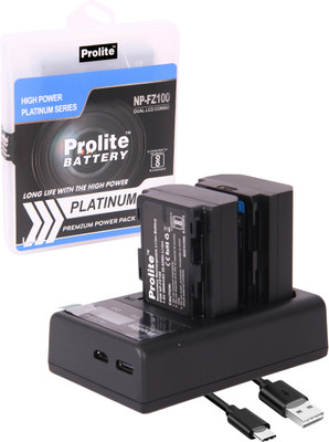 Prolite NP-FZ100 Combo | 2 NP-FZ100 Platinum Li-ion Camera Battery with 1 Dual LCD  Camera Battery Charger(Black)