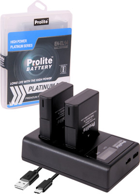 Prolite EN-EL14 Combo | 2 EN-EL14 Platinum Li-ion Camera Battery with 1 Dual LCD Charger  Camera Battery Charger(Black)