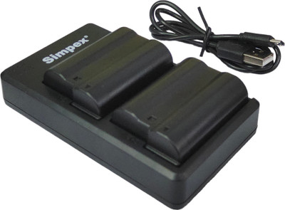 Simpex EN-EL15 Dual Charger with 2nos 4500mAh Li-ion Rechargeable Nikon ENE15  Camera Battery Charger(Black)