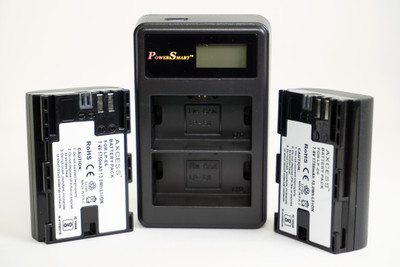 Axcess 2-Pack of LP-E6 Batteries and Dual Battery Charger Kit for Canon R5, R6,R7,R10  Camera Battery Charger(Black)