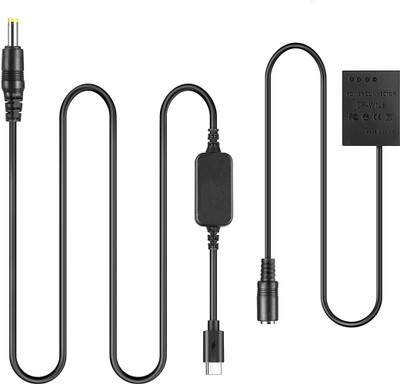 DIGICLAMBO NP-W126 Dummy Battery Pack DC Coupler Adapter Cable 5V USB Compatible with Fuji  Camera Battery Charger(Black)