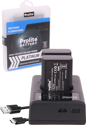 Prolite NP-FW50 Combo | 2 NP-FW50 Platinum Li-ion Camera Battery with 1 Dual LCD  Camera Battery Charger(Black)