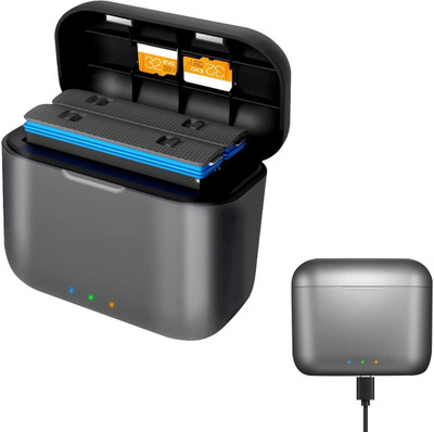 GetZget Charging Hub for Insta360 One X3 2 Battery Fast Charger with Micro SD Card Slots  Camera Battery Charger(Grey)