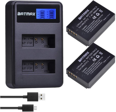 Batmax LP-E12 2Pack 1800 mAh Canon Cameras Replacement Battery LP E12 LPE12  Camera Battery Charger(Multicolor)