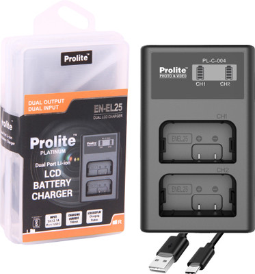 Prolite Dual LCD Charger for Nikon EN-EL25 Camera Li-ion Batteries |  Camera Battery Charger(Black)