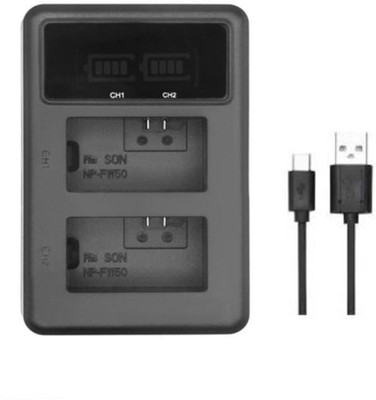 IJJA NP-Fw-50 Dual USB charger with LCD display for sony  Camera Battery Charger(Black)