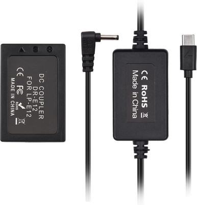 DIGICLAMBO LP-E12 Dummy Battery with USB DC Power Cable Input Compatible Cameras  Camera Battery Charger(Black)