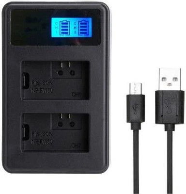 Camaura USB Dual Battery Charger LED for SNY NP-FW50 Battery for SNY NEX-3,5,,6,7,C3,F3  Camera Battery Charger(Black)