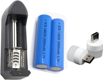 eronic LITHIUM BATTERY CHARGER 1 PCS WITH 2 PCS LITHIUM BATTERY AND 2 PCS USB BULB FREE  Camera Battery Charger(Black)