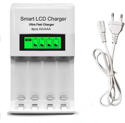 DIGICLIMBER Smart LCD Cell Ultra Fast Charger for AA and AAA Ni-mh Rechargeable Batteries  Camera Battery Charger(White)