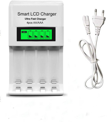 Amabu Smart LCD Cell Charger Ultra Fast for AA and AAA Ni-mh Rechargeable Batteries  Camera Battery Charger(White)