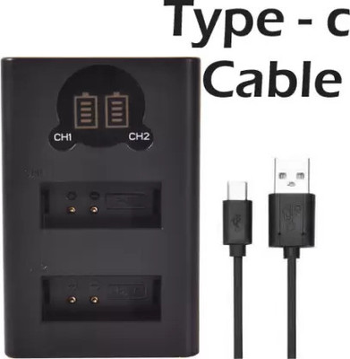 DIGICLAMBO LPE-12 Dual Fast USB type 'c' camera charger with LCD display for canon  Camera Battery Charger(Black)