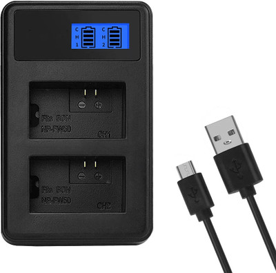 DIGICLIMBER NP-FW-50 Dual LED Charger NEX-3 NEX-5 NEX-6 NEX-7 NEX-C3 NEX-F3 SLT-A33, SLT-A37  Camera Battery Charger(Black)