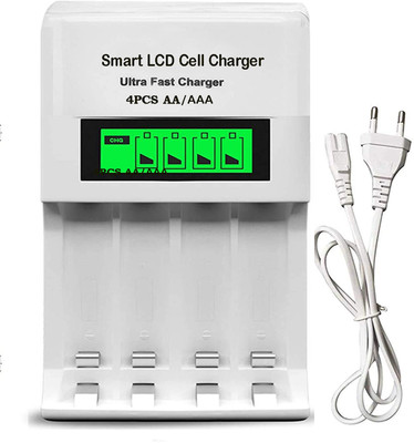 Picmaa Smart LCD Fast Cell Charger for Rechargeable camera batteries  Camera Battery Charger(White)