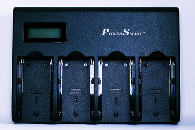 Power Smart NP-F970 4-Channel Digital Camera Battery Charger w/LCD Display for Sony NP-F970  Camera Battery Charger(Black)
