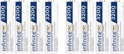 Envie 3200mAh AA High Capacity Ni-MH Rechargeable Ready to Use Battery Pack of 8  Camera Battery Charger(White)