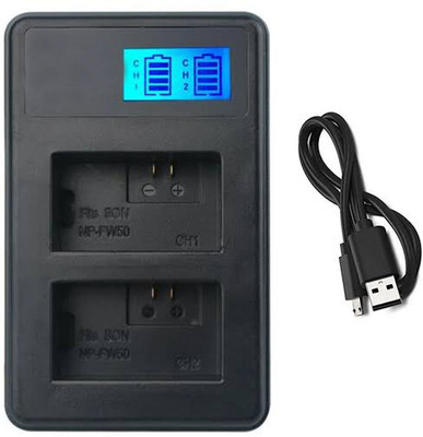 Camstuffs NP-Fw-50 Dual USB charger with LCD display for son-y  Camera Battery Charger(Black)