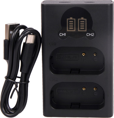 Amabu DMW-BLJ31 dual Type C charger wiith LCD display for BLJ31 battery  Camera Battery Charger(Black)