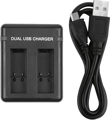 DIGICLAMBO Hero 9/10 Dual charger with Micro USB Type-C Charging Cable  Camera Battery Charger(Black)