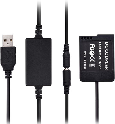 DIGICLAMBO DMW-BLC12 Dummy Battery with 5V 2A USB Cable for DCC8 USB  Camera Battery Charger(Black)