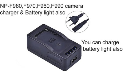 IJJA NP-F980, F990, F970, F960 Camera battery and light battery charger also (2amp)  Camera Battery Charger(Black)