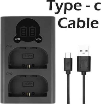 DIGICLAMBO LP-E6 LP-E6n Dual fast type c USB camera charger with LCD  Camera Battery Charger(Black)