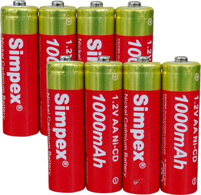 Simpex 1000mAh NI-CD AA Rechargeable Battery with Low Self Discharge (PACK 8)  Camera Battery Charger(Red)