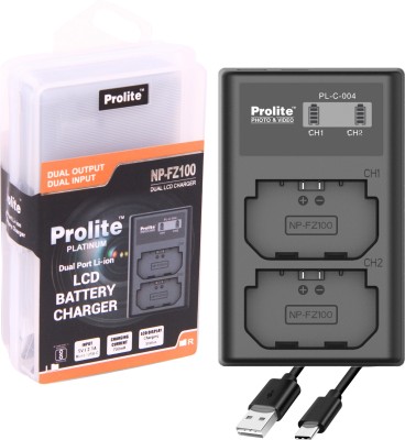 Prolite Dual LCD Charger for Sony NP-FZ100 Camera Li-ion Batteries |  Camera Battery Charger(Black)