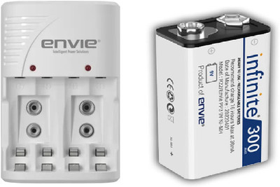 Envie 9V 300Mah Rechargeable Battery with ECR30 Nexa  Camera Battery Charger(White)