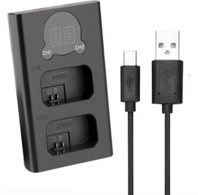 IJJA FW50 Dual Fast Type 'c' charger with LCD Display Charger Compatible with Son-y  Camera Battery Charger(Black)