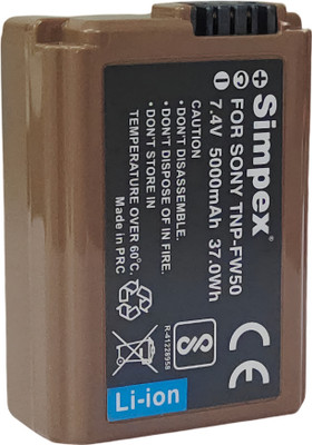 Simpex NP-FW50 5000mAh Lithium-ion Battery with C Type USB Charging Port for Sony  Camera Battery Charger(Brown)