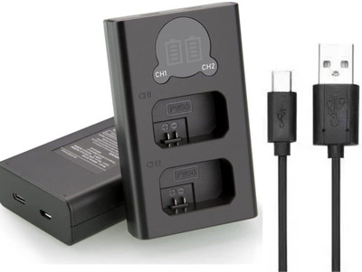Camstuffs FW50 Dual Fast Type 'c' charger with LCD Display Charger Compatible with Son-y  Camera Battery Charger(Black)