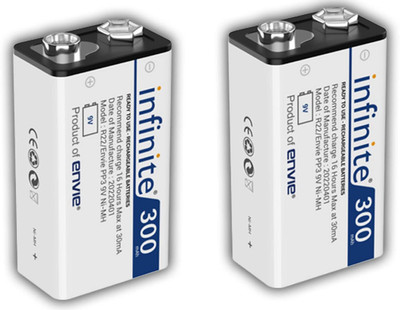 Envie 9V Infinite Ni-MH 300mAh Ready to Use Pack of 2  Camera Battery Charger(White)