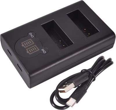 Amabu Dual Fast USB type 'c' camera charger with LCD display�  Camera Battery Charger(Black)