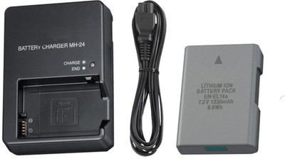 Camstuffs combo of EN-EL-14a battery+camera charger and cable Compatible with Nikn camera Camera Battery Charger(Black) Camstuffs combo of EN-EL-14a battery+camera charger and cable Compatible with Nikn camera Camera Battery Charger(Black)
