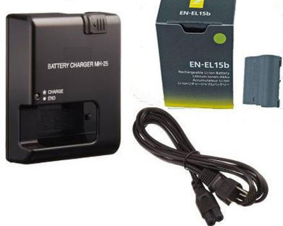 Camstuffs Combo of MH-25 charger with EN-EL-15B battery litium-Ion compatible with nikn  Camera Battery Charger(Black)
