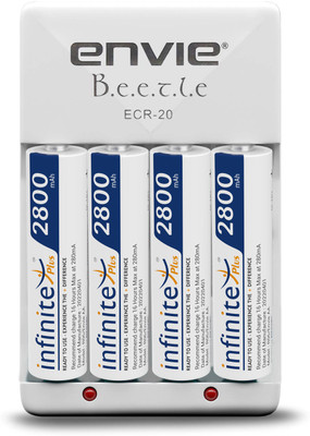 Envie ECR20+4x AA 28004PL  Camera Battery Charger(White)