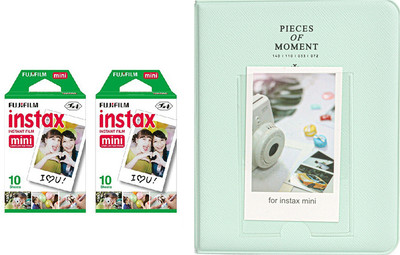 FUJIFILM Instax Mini 10X2 Instant Film With 64-Sheets Mint Green Album For Mini Film Roll(Yes 800 ISO Pack of 1)