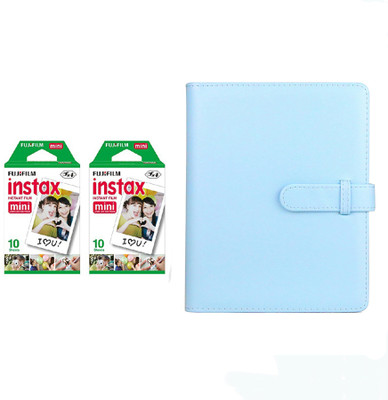 FUJIFILM Instax Mini 10X2 Sheets Instant Film with 256-sheet Sky Bluealbum for mini film Film Roll(Yes 800 ISO Pack of 1)
