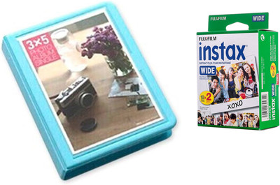 FUJIFILM Instax wide 10X2 wide 20 shot Instant Film With 32 sheet Bluealbum for wide Film Roll(Yes 800 ISO Pack of 1)