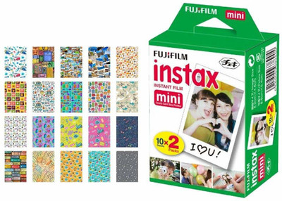 FUJIFILM Instax Mini Film 20 Shots with 20 Sticker Instant Film Roll(Yes 800 ISO Pack of 2)