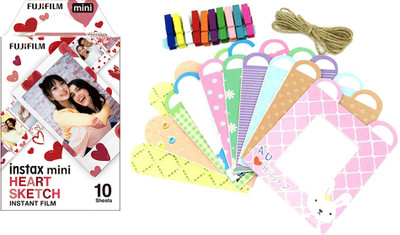 FUJIFILM Instax Mini Heart Sketch 10x1 Film With Rabbit Design Hangng Paper Photo Bunting Film Roll(Yes 800 ISO Pack of 1)