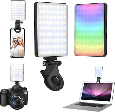 Deoxys Selfie Light for Phone, RGB Video Light with Phone Light Clip 138 LED 1000 lx Camera LED Light(Batteries Included)