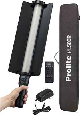 Prolite PL500R with Remote | Dual-Side LC Stick Lighting (CCT, RGB/HSI, 15FX), Barndoor, 6000 lx Camera LED Light(Batteries Included)