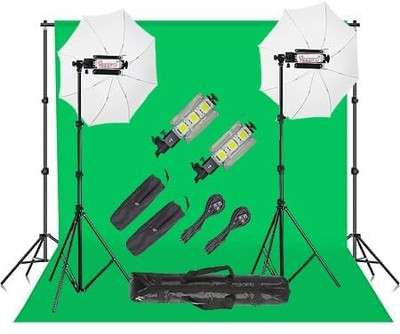 VTS Porta 3 LED (2X150w) Light Kit-2 (Green,Stand & Umbrella) Low Power Consuming. 1000 lx Camera LED Light