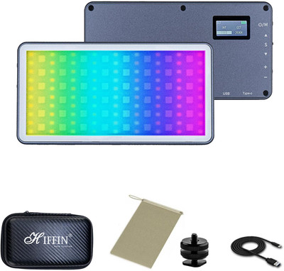 Hiffin HF-135 Portable RGB Light with 24 Lighting,4000 mAH Inbuilt Battery, 2500K-9000K 1580 lx Camera LED Light(Batteries Included)