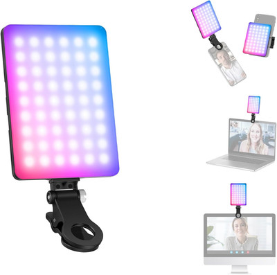 Clefairy 138 LED Selfie Light High Power Rechargeable Clip Fill Video Light 1000 lx Camera LED Light(Batteries Included)
